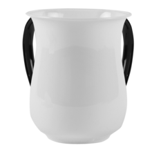 Acrylic Washing Cup White & Black Handles