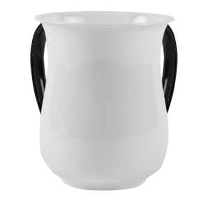 Acryl Wasbeker Wit met Zwarte Handvaten