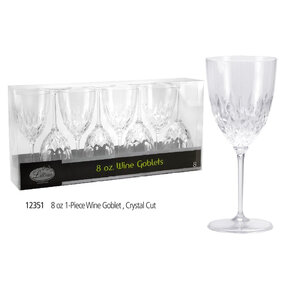 KingZack  Crystal Cut Wine Goblet - Clear 8OZ