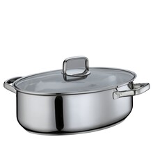 PISA Gourmetbraadpan 38 cm – RVS 8,5 L, ovenbestendig, inclusief rooster en glasdeksel, geschikt voor inductie
