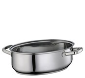 PISA Gourmetbraadpan 38 cm – RVS 8,5 L, ovenbestendig, inclusief rooster en glasdeksel, geschikt voor inductie