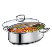 PISA Gourmetbraadpan 38 cm – RVS 8,5 L, ovenbestendig, inclusief rooster en glasdeksel, geschikt voor inductie
