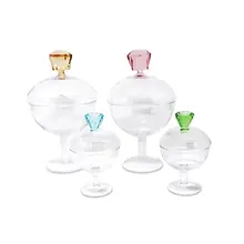 Glasgefäß Auf Fuß Mit Farbigen Diamantgriff