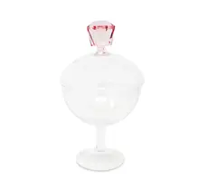 Bocal Décoratif En Verre Sur Pied – Avec Poignée Colorée En Forme De Diamant – Disponible En 2 Tailles