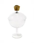 Bocal Décoratif En Verre Sur Pied – Avec Poignée Colorée En Forme De Diamant – Disponible En 2 Tailles