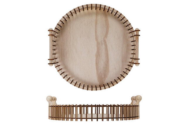 Cosy & Trendy Plateau Rond en Bois Roger – Élégant Plateau de Service Brun