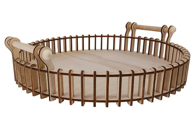 Cosy & Trendy Plateau Rond en Bois Roger – Élégant Plateau de Service Brun