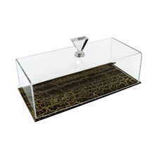 Acrylic Marble Oval Tray Black 29×14 cm – With Cutlery Holder