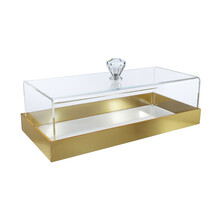 Brilliant Acrilic Rectangular Cake Dome Gold 29X14cm