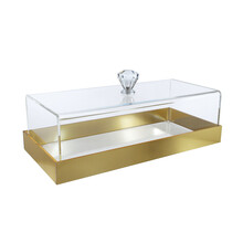 Acrilic Rectangular Cake Dome Gold 29X14cm