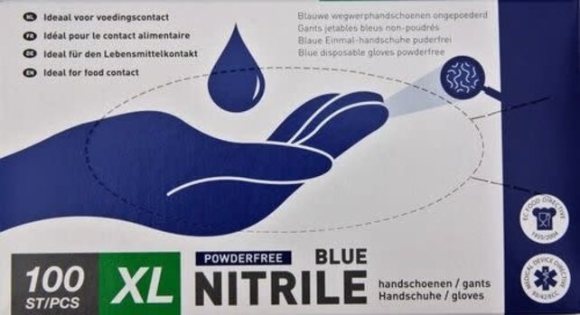 Nitril Handschoenen Blauw Poedervrij – 100 Stuks (XL)