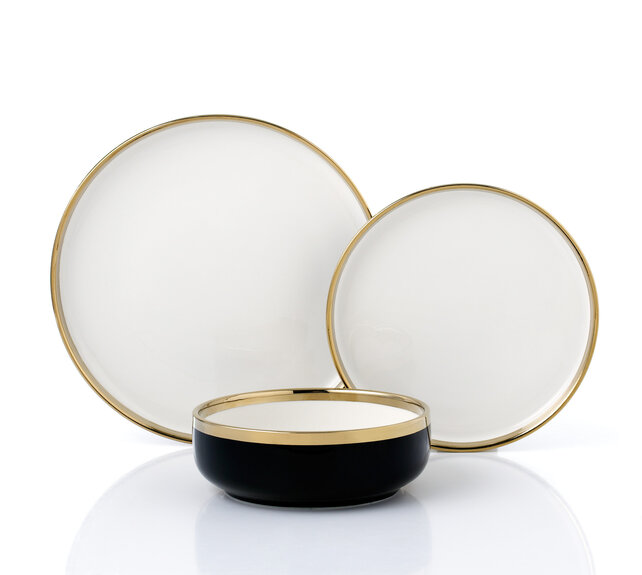 Brilliant Dinner Service Set Modern Black 18-Piece