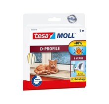 Tesa moll D-Profile Draught Excluder 6 m White – Self-Adhesive