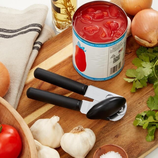 OXO Good Grips Soft-Handled Can Opener with Stainless Steel Cutting Wheel and Built-In Bottle Opener