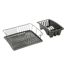 Metaltex Aquatex Plus Afwasrek met Lekbak en Bestekhouder – Zwart