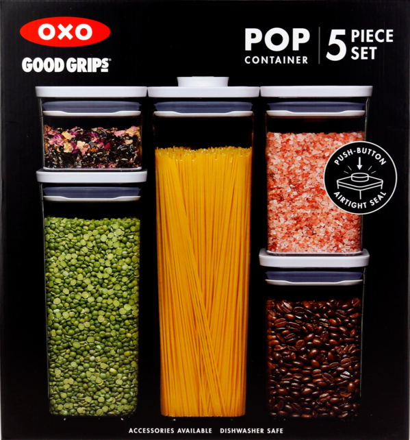 OXO Good Grips 5-teiliges Luftdichtes Vorratsdosen-Set – BPA-frei, Stapelbar & Spülmaschinenfest