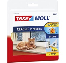 Tesa moll® P-Profile Seal 6 m – Self-Adhesive Rubber Draught Excluder for Windows & Doors (2–5 mm)