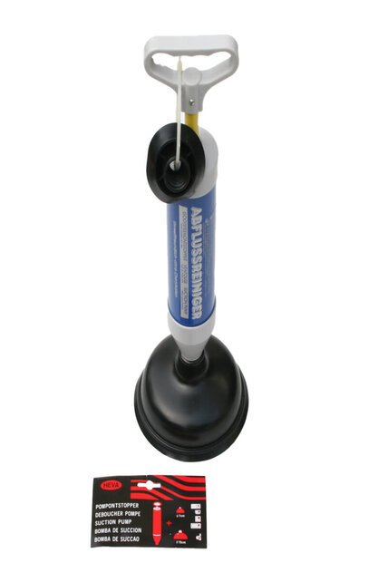Heva Pompe de débouchage avec 2 ventouses pour déboucher WC et évier – solution puissante contre les obstructions