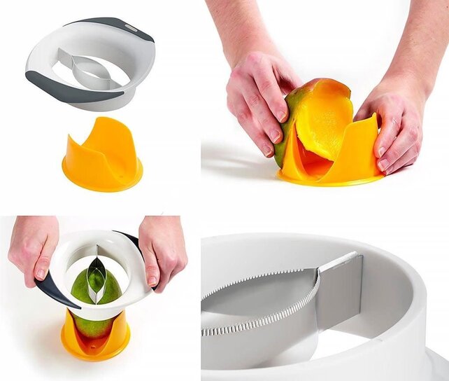 Zyliss Slice & Peel Mango Splitter – Outil 3-en-1 pour couper, peler et retirer le noyau