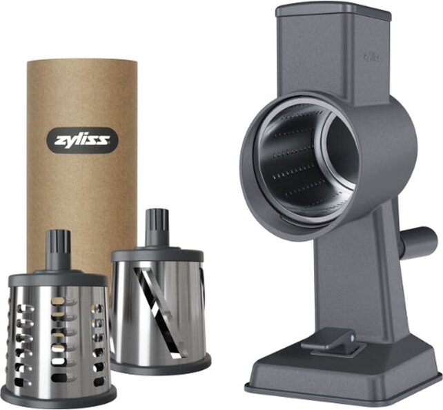 Zyliss Râpe à Tambour Gourmet – Râpe Robuste en Aluminium avec 3 Tambours Inox