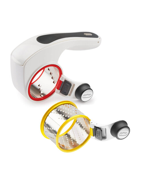 Zyliss All Cheese Grater with 2 Stainless Steel Drums – Fine & Coarse, Ergonomic Rotary Grater