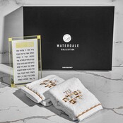 Waterdale Netilat Yadayim Geschenkbox mit Asher Yatzar Tafel & bestickten Handtüchern