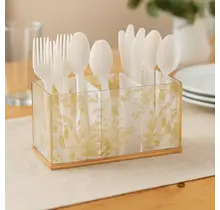 Waterdale Porte-couverts French Toile – Organiseur élégant avec accents dorés