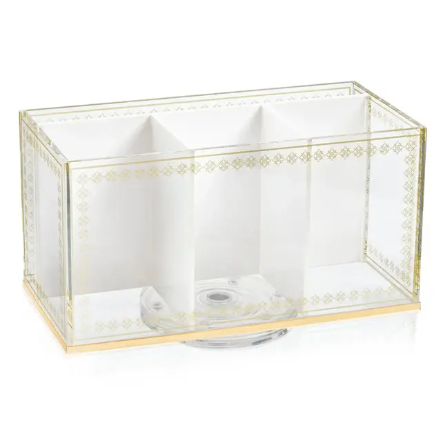 Waterdale Inspired Drehbarer Acryl-Besteckhalter mit 4 Fächern – 360° Rotierend