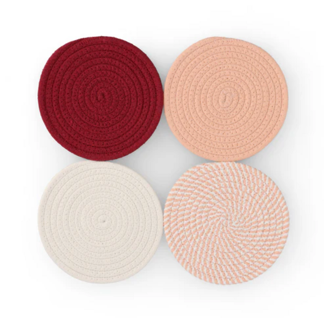BK Pink Ribbon Pan Trivets – Set of 4 Pink Ø18 cm