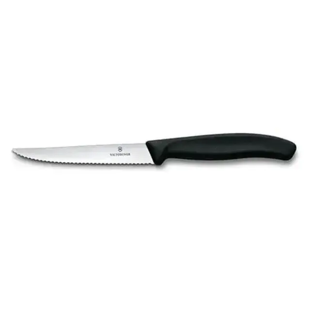 Victorinox Swiss Classic Gezacktes Steak- & Pizzamesser 11cm Schwarz mit ergonomischem Griff