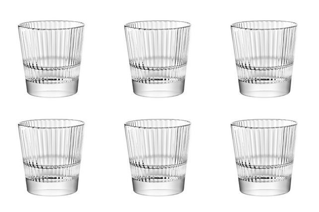 Vidivi Diva Water Glasses 37cl Set of 6 – Clear Ribbed Design, Durable HD Glass & Dishwasher Safe