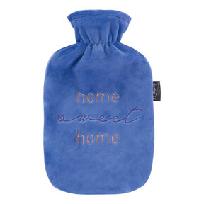 Fashy Hot Water Bottle with Home Sweet Home Design Removable Plush Cover