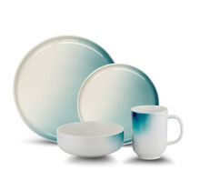 Luster Blue-Green 16-Piece Porcelain Dinnerware Set – Modern Tableware for 4