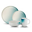 Brilliant Luster Blue-Green 16-Piece Porcelain Dinnerware Set – Modern Tableware for 4