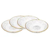 Godinger Dublin Crystal Dessert Plates Set of 4 – Clear Crystal with Elegant Gold Rim