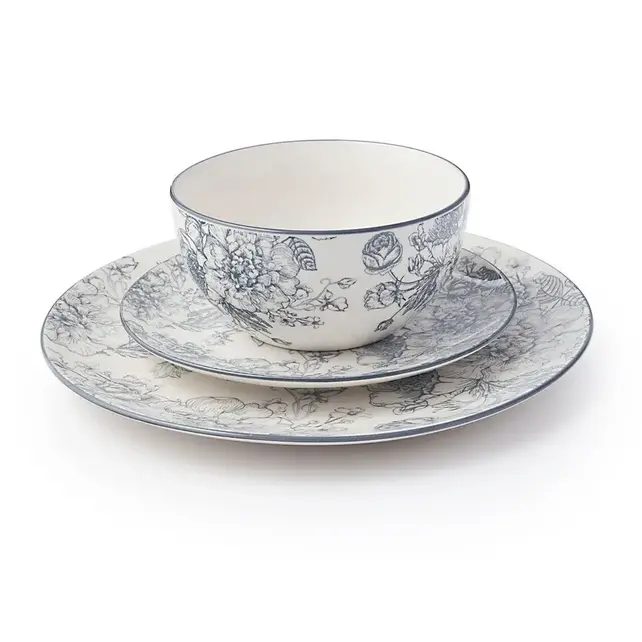 Godinger Banbury Grey porseleinen servies 12-delig – elegant diner­servies voor 4 personen