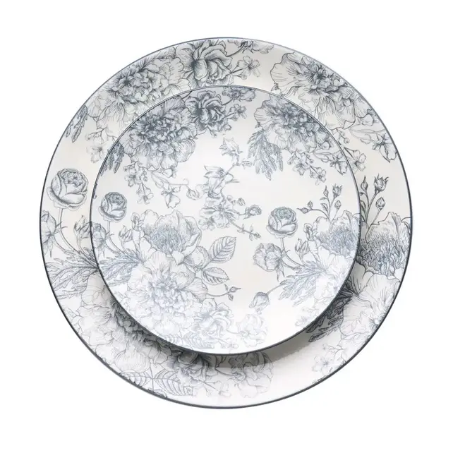 Godinger Banbury Grey porseleinen servies 12-delig – elegant diner­servies voor 4 personen