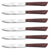 Inoxbonomi lot de 6 couteaux à steak – acier inox ultra tranchant, manches effet bois