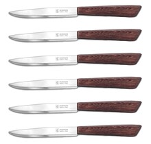 INOXBONOMI 6 Steak Knifes (Knives) - Italian Stainless Steel Vegetable/Steak/Table Knife Cutlery (Brown) PROMO