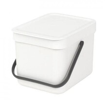 Brabantia Sort & Go afvalemmer 6 liter wit – compacte sorteerbak met ophangbeugel