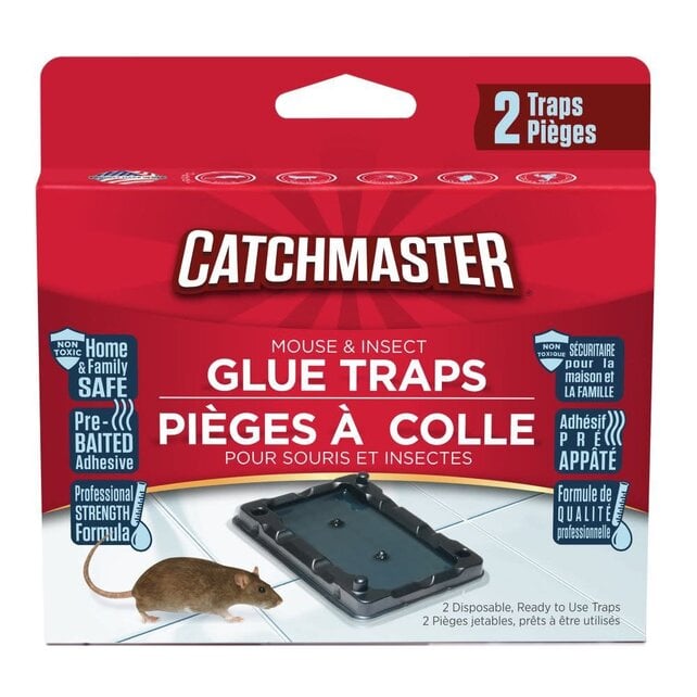 Catchmaster Mouse & Insect Professional Strength Glue Traps - Non Toxic - 2 Glue Trays