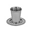 Netila Nickel Plated Hammered Kiddush Cup with Tray