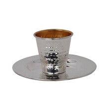 Mini Kiddush bekerset 925 zilverkleurig gehamerd