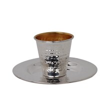 Mini Kiddush bekerset 925 zilverkleurig gehamerd -