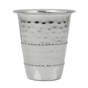 RVS Kiddush beker gehamerd met parelrand 3 inch