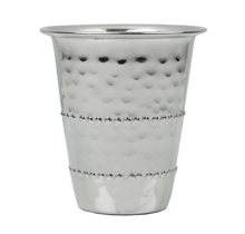 RVS Kiddush beker gehamerd met parelrand 3 inch