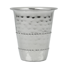 RVS Kiddush beker gehamerd met parelrand 3 inch