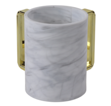 Marmerlook acryl wasbeker met gouden handgrepen