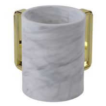 Marmerlook acryl wasbeker met gouden handgrepen
