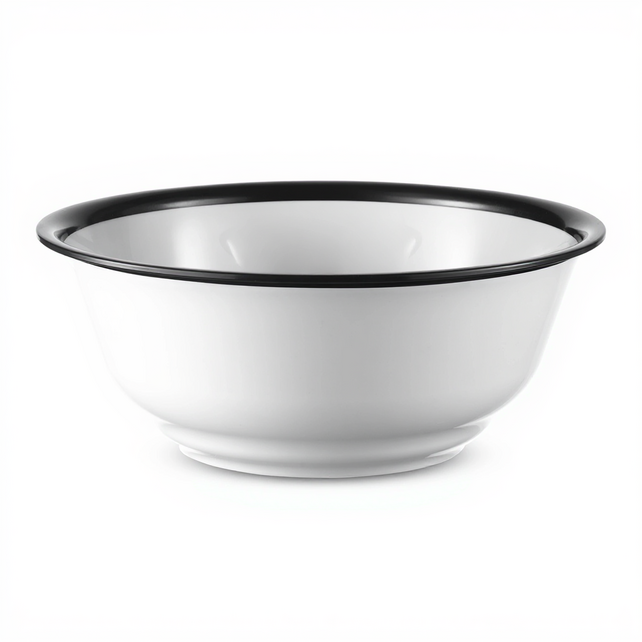White Acrylic Wash Bowl with Black Rim